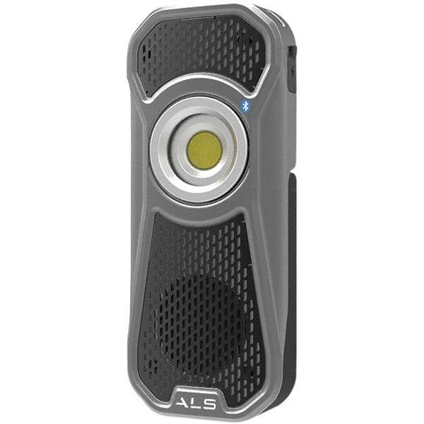 Advanced Lighting Systems - 3.7 Volt, Aluminum Audio Work Light - 600 Lumens, Rechargeable Battery, LED Lamp - Exact Tool & Supply