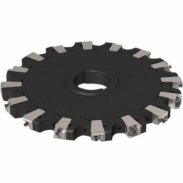 Seco - Arbor Hole Connection, 0.669" Cutting Width, 88.5mm Depth of Cut, 250mm Cutter Diam, 50mm Hole Diam, 8 Tooth Indexable Slotting Cutter - R335.25 Toolholder, XNHQ 1407 Insert, Neutral Cutting Direction - Exact Tool & Supply