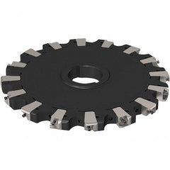 Seco - Arbor Hole Connection, 0.669" Cutting Width, 88.5mm Depth of Cut, 250mm Cutter Diam, 50mm Hole Diam, 8 Tooth Indexable Slotting Cutter - R335.25 Toolholder, XNHQ 1407 Insert, Neutral Cutting Direction - Exact Tool & Supply