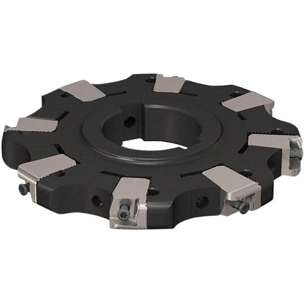 Seco - Arbor Hole Connection, 17/32" Cutting Width, 32.92mm Depth of Cut, 125mm Cutter Diam, 40mm Hole Diam, 4 Tooth Indexable Slotting Cutter - R335.25 Toolholder, XNHQ 1407 Insert, Neutral Cutting Direction - Exact Tool & Supply