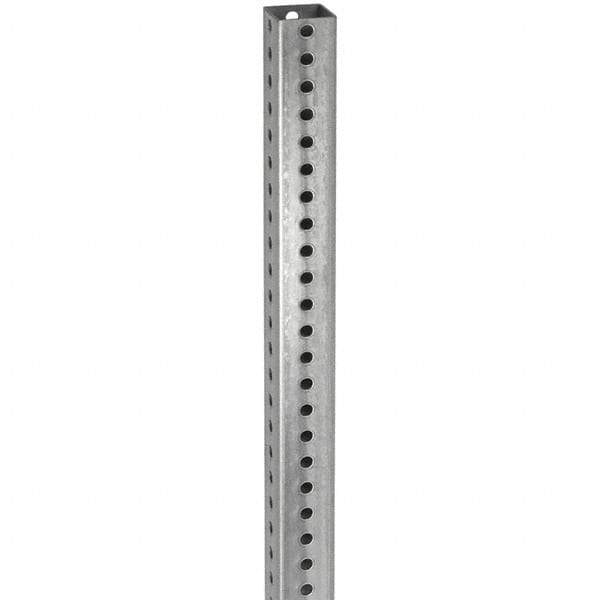 TAPCO - 12' High, Galvanized Traffic Sign Post - Steel, 7/16" Hole Diam, Silver - Exact Tool & Supply