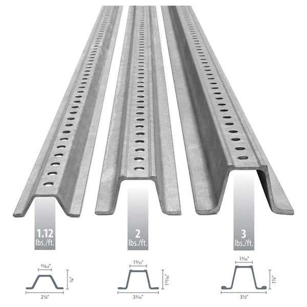 Nucor - 10' High, Galvanized Traffic Sign Post - Steel, 3/8" Hole Diam, Silver - Exact Tool & Supply