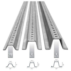 Nucor - 10' High, Galvanized Traffic Sign Post - Steel, 3/8" Hole Diam, Silver - Exact Tool & Supply