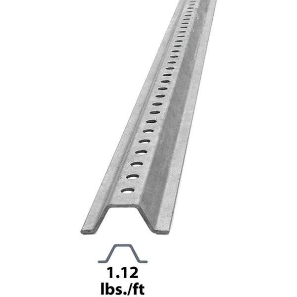 Nucor - 7' High, Galvanized Traffic Sign Post - Steel, 3/8" Hole Diam, Silver - Exact Tool & Supply