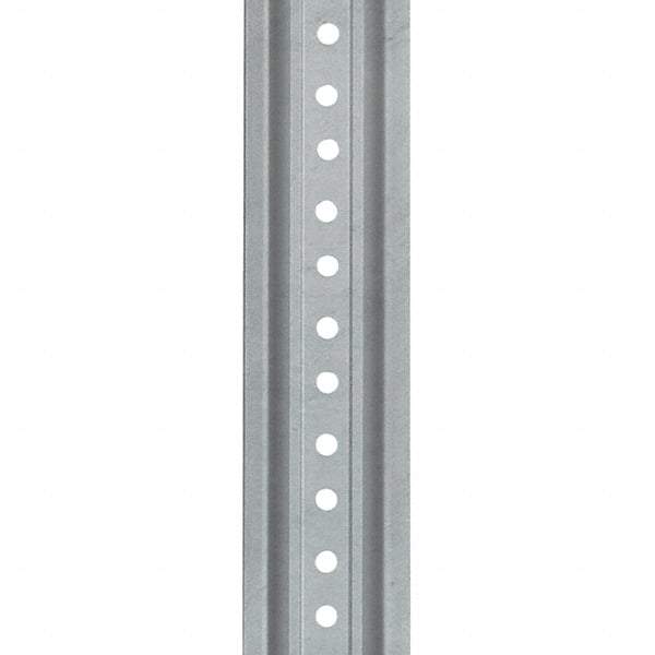 Nucor - 8' High, Galvanized Traffic Sign Post - Steel, 3/8" Hole Diam, Silver - Exact Tool & Supply