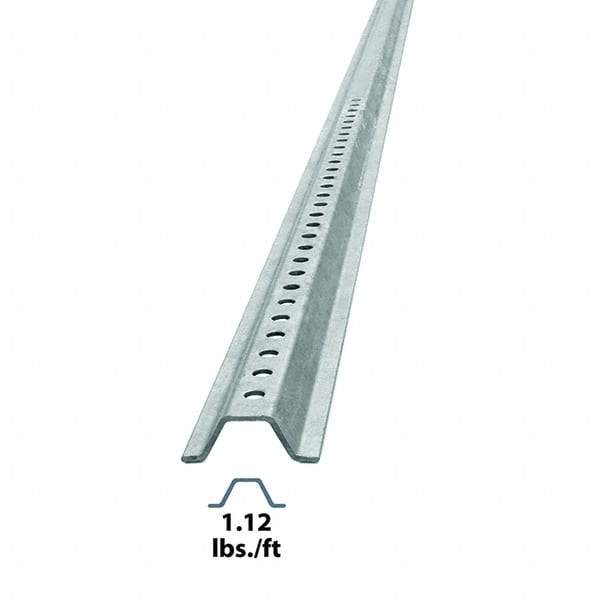 Nucor - 6' High, Galvanized Traffic Sign Post - Steel, 3/8" Hole Diam, Silver - Exact Tool & Supply