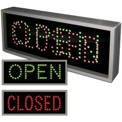 TAPCO - "Open/Closed", 7" Wide x 18" High, Aluminum Signal - Red/Green/Black, Rectangle, Wall Mount - Exact Tool & Supply