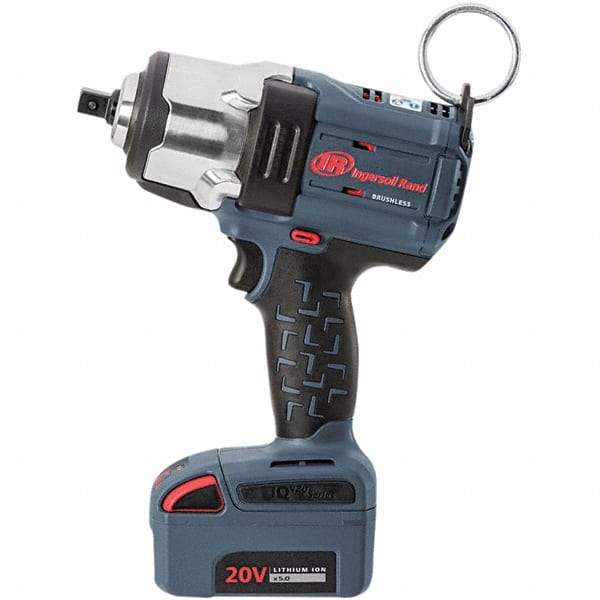Ingersoll-Rand - 1/2" Drive 20 Volt Pistol Grip Cordless Impact Wrench & Ratchet - 0 to 1,900 RPM, 0 to 2,450 BPM, 1,500 Ft/Lb Torque, Lithium-Ion Batteries - Exact Tool & Supply