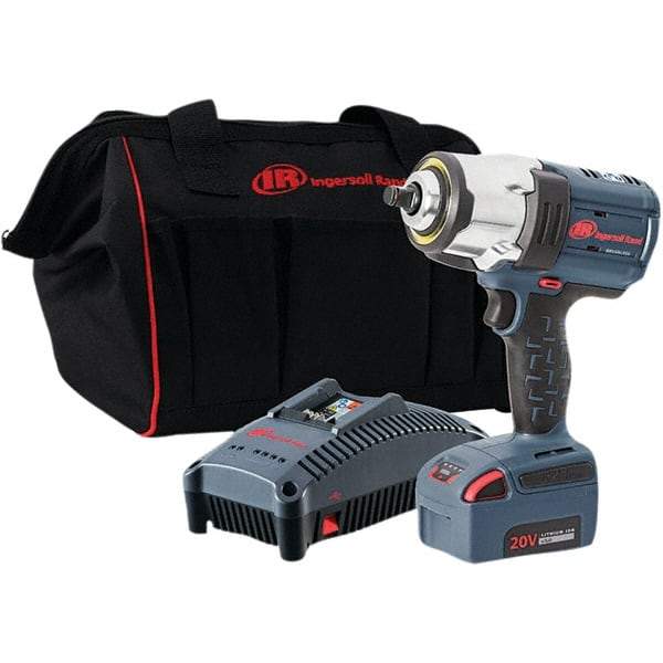 Ingersoll-Rand - 1/2" Drive 20 Volt Pistol Grip Cordless Impact Wrench & Ratchet - 0 to 1,900 RPM, 0 to 2,450 BPM, 1,500 Ft/Lb Torque, 1 Lithium-Ion Battery - Exact Tool & Supply