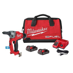Milwaukee Tool - Cordless Riveters; Fastener Type: Cordless Electric Riveter ; Closed End Rivet Capacity: 9/32" ; Includes Items: 1/4" Blind Rivet Tool w/ONE-KEY? Bare Tool?(2660-20), 1/4" Blind Rivet Tool w/ ONE-KEY? Retention Nose Piece 4-Pack?(49-16-2 - Exact Tool & Supply