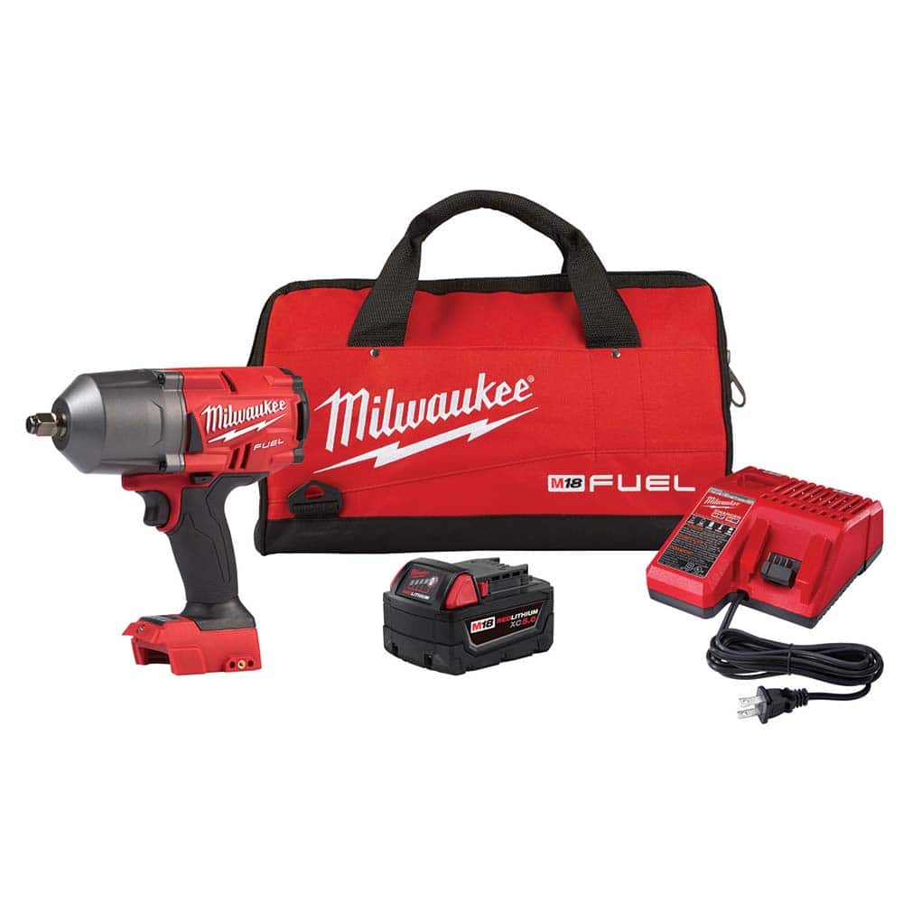 Milwaukee Tool - Cordless Impact Wrenches & Ratchets; Voltage: 18.00 ; Drive Size (Inch): 1/2 ; Battery Chemistry: Lithium-Ion ; Handle Type: Pistol Grip ; Torque (Ft/Lb): 1000 ; Torque (In/Lb): 1400 - Exact Tool & Supply