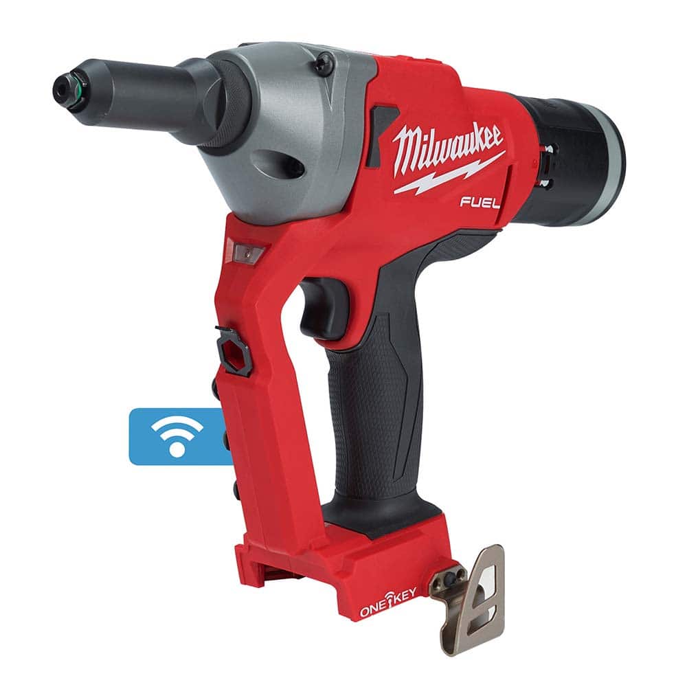 Milwaukee Tool - Cordless Riveters; Fastener Type: Cordless Electric Riveter ; Closed End Rivet Capacity: 9/32" ; Includes Items: M18 FUEL? 1/4" Blind Rivet Tool w/ONE-KEY? Bare Tool?(2660-20), M18 FUEL? 1/4" Blind Rivet Tool w/ ONE-KEY? Retention Nose P - Exact Tool & Supply