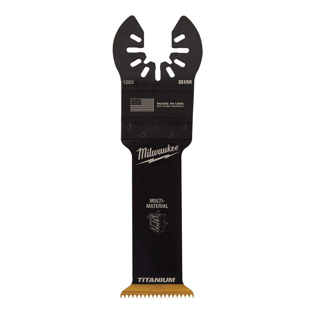 Milwaukee Tool - Rotary & Multi-Tool Accessories; Accessory Type: Multi-Material Blade ; For Use With: Multi-Tools ; Includes: 1-1/4" TITANIUM BI-METAL WOOD W/NAILS BLADE ; Maximum RPM: 0.000 ; Color: Black ; Tooth Style: End Cut - Exact Tool & Supply