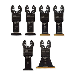 Milwaukee Tool - Rotary & Multi-Tool Accessories; Accessory Type: Blade Set ; For Use With: Multi-Tools ; Includes: (2) 1-3/8" TITANIUM BI-METAL WOOD W/NAILS BLADES, (2) 1-3/8" HCS JAPANESE TOOTH BLADES, 1-3/8" HCS WOOD BLADE, 2-1/2" TITANIUM BI-METAL WO - Exact Tool & Supply