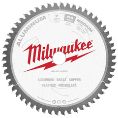 Milwaukee Tool - Wet & Dry-Cut Saw Blades; Blade Diameter (Inch): 7 ; Blade Material: Carbide-Tipped ; Arbor Style: Standard Round ; Arbor Hole Diameter (mm): 20.00 ; Application: Non-Ferrous Metal Cutting ; Number of Teeth: 54 - Exact Tool & Supply