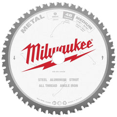 Milwaukee Tool - Wet & Dry-Cut Saw Blades; Blade Diameter (Inch): 9 ; Blade Material: Carbide-Tipped ; Arbor Style: Standard Round ; Arbor Hole Diameter (Inch): 1 ; Arbor Hole Diameter (Decimal Inch): 1 ; Application: Ferrous Metal Cutting - Exact Tool & Supply