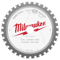 Milwaukee Tool - Wet & Dry-Cut Saw Blades; Blade Diameter (Inch): 5-7/8 ; Blade Material: Carbide-Tipped ; Arbor Style: Standard Round ; Arbor Hole Diameter (mm): 20.00 ; Application: Ferrous Metal Cutting ; Number of Teeth: 34 - Exact Tool & Supply