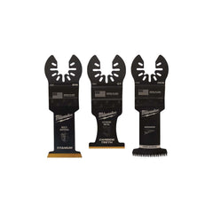 Milwaukee Tool - Rotary & Multi-Tool Accessories; Accessory Type: Multi-Material Blade ; For Use With: Multi-Tools ; Includes: 1-3/8" CARBIDE TEETH METAL BLADE, 1-3/8" TITANIUM BI-METAL WOOD W/NAILS BLADE, (1)1-3/8" HCS JAPANESE TOOTH BLADE ; Maximum RPM - Exact Tool & Supply