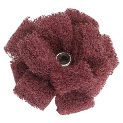 1 1/2″ × 1 1/2″ × 1/2″ Cross Buff 3-Ply Medium Grit 8-32 Eyelet Aluminum Oxide - Exact Tool & Supply