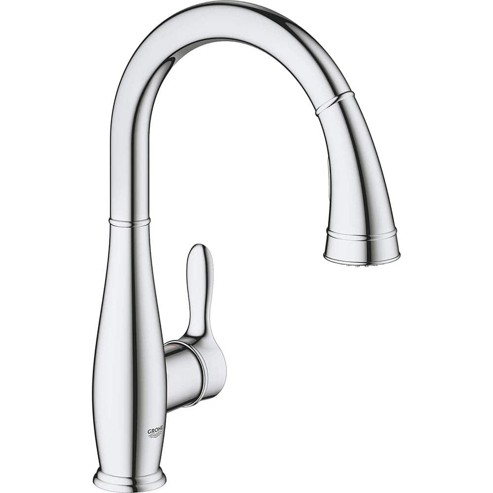 Grohe - Kitchen & Bar Faucets; Type: Pull Down ; Style: Contemporary; Modern; Transitional ; Mount: Deck ; Design: One Handle ; Handle Type: Lever ; Spout Type: High Arc - Exact Tool & Supply