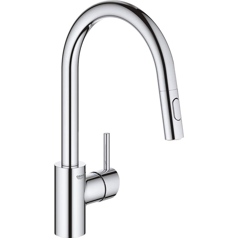Grohe - Kitchen & Bar Faucets; Type: Pull Down ; Style: Contemporary; Modern; Transitional ; Mount: Deck ; Design: One Handle ; Handle Type: Lever ; Spout Type: High Arc - Exact Tool & Supply