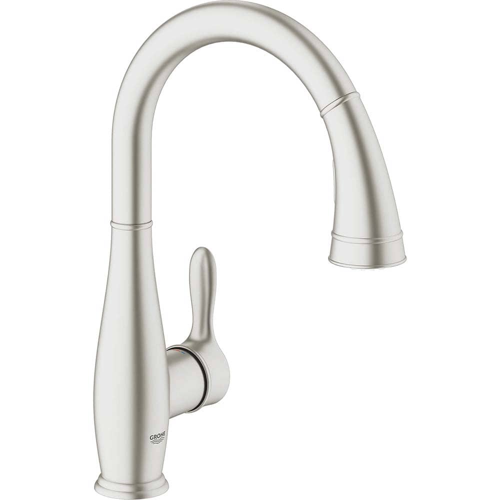 Grohe - Kitchen & Bar Faucets; Type: Pull Down ; Style: Contemporary; Modern; Transitional ; Mount: Deck ; Design: One Handle ; Handle Type: Lever ; Spout Type: High Arc - Exact Tool & Supply