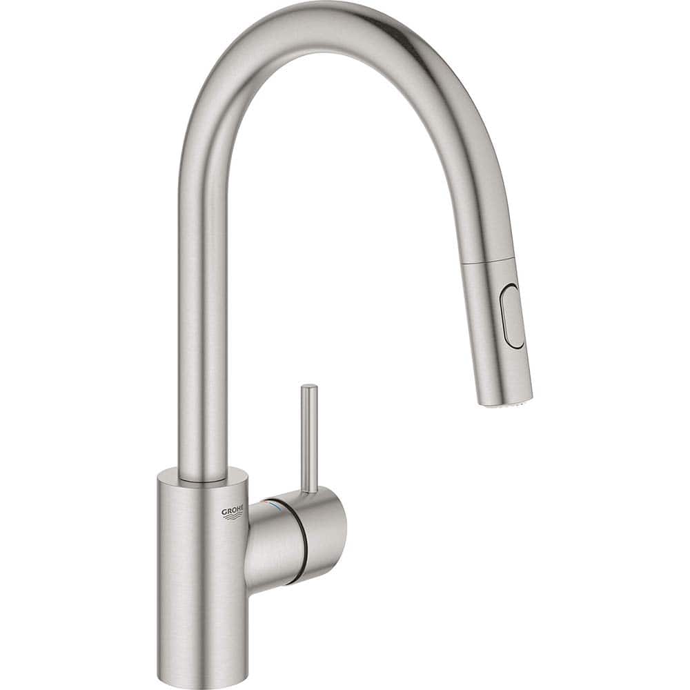 Grohe - Kitchen & Bar Faucets; Type: Pull Down ; Style: Contemporary; Modern; Transitional ; Mount: Deck ; Design: One Handle ; Handle Type: Lever ; Spout Type: High Arc - Exact Tool & Supply