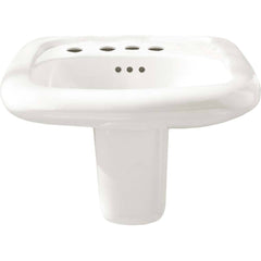 American Standard - Faucet Replacement Parts & Accessories; Type: Murro Wall-Hung EverClean Sink with 4-Inch Centerset and Extra Left Hand Hole ; For Use With: Murro Wall-Hung EverClean Sink with 4-Inch Centerset and Extra Left Hand Hole ; Material: Vitr - Exact Tool & Supply
