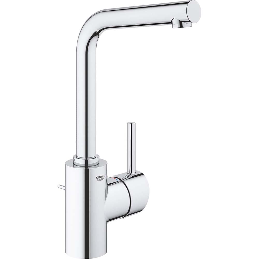 Grohe - Lavatory Faucets; Type: Deck Mount ; Spout Type: Low Arc ; Design: Lever ; Handle Type: Lever ; Mounting Centers: Single Hole (Inch); Drain Type: Pop-Up - Exact Tool & Supply