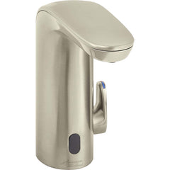 American Standard - Electronic & Sensor Faucets; Type: Sensor ; Style: Modern; Contemporary ; Type of Power: DC ; Spout Type: Low Arc ; Mounting Centers: Single Hole (Inch); Finish/Coating: Brushed; Nickel - Exact Tool & Supply