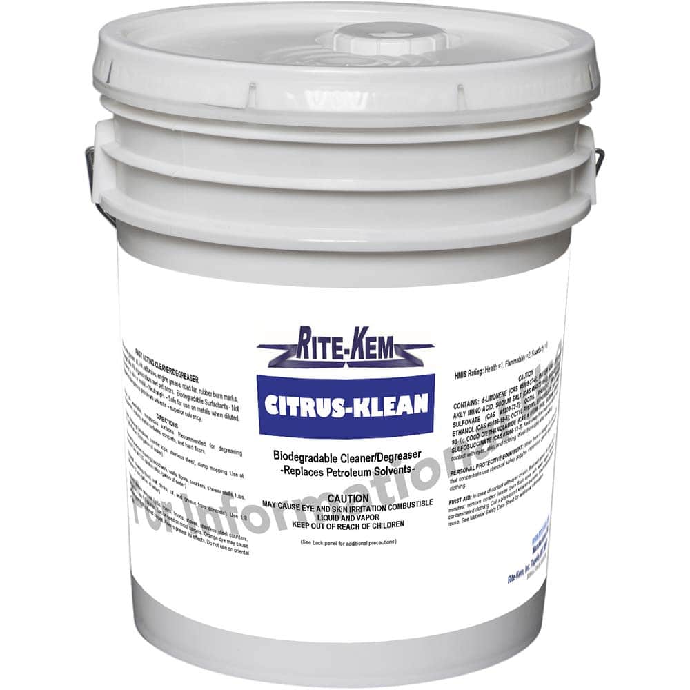 Rite-Kem - All-Purpose Cleaners & Degreasers; Container Type: Pail ; Container Size: 5 Gallon Pail ; Scent: Citrus ; Form: Liquid Concentrate ; Disinfectant: No ; Solution Type: Dilutable Concentrate - Exact Tool & Supply