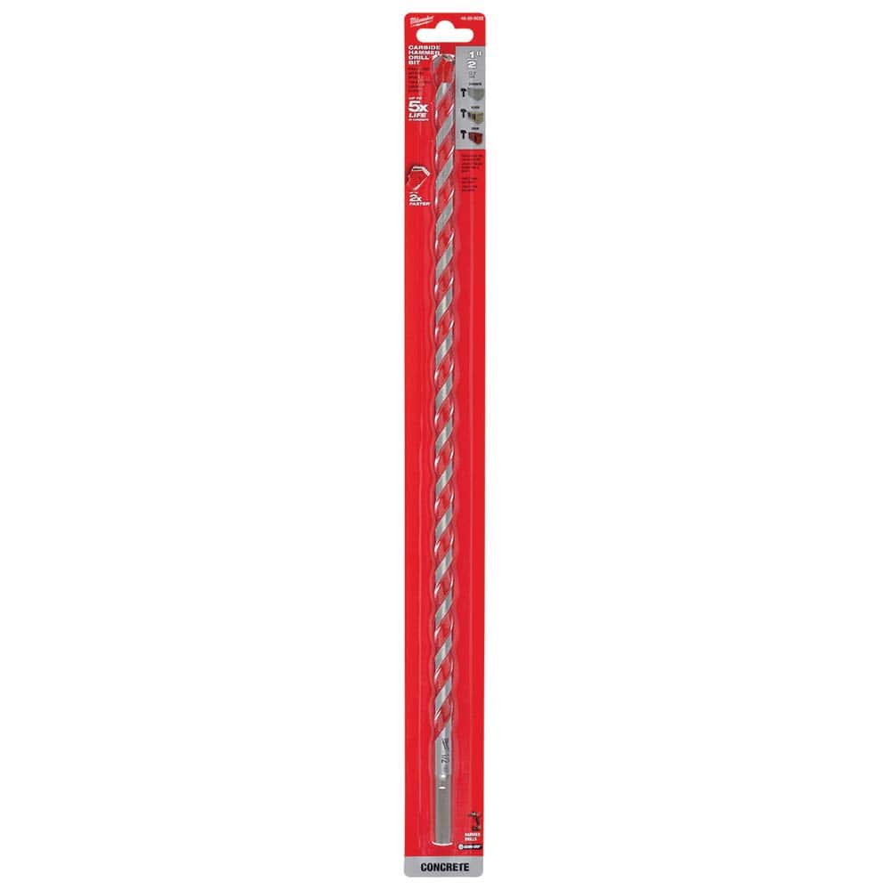 Milwaukee Tool - Rotary Drill/Hammer Drill Bits; Drill Bit Size (Inch): 1/2 ; Shank Type: 3-Flat ; Usable Length (Inch): 16.0000 ; Drill Bit Material: Carbide Tipped ; Flute Length (Inch): 16 ; Number of Pieces: 1.000 - Exact Tool & Supply
