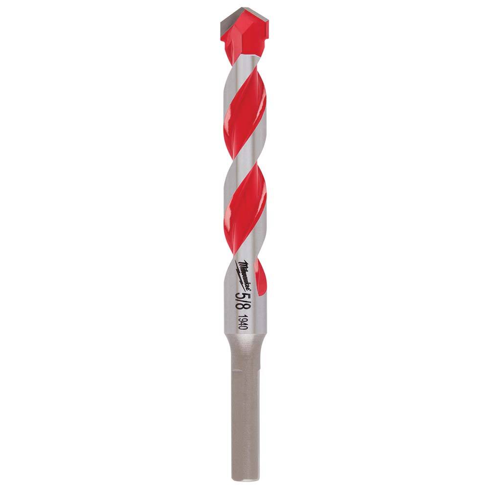 Milwaukee Tool - Rotary Drill/Hammer Drill Bits; Drill Bit Size (Inch): 5/8 ; Shank Type: 3-Flat ; Usable Length (Inch): 4.0000 ; Drill Bit Material: Carbide Tipped ; Flute Length (Inch): 4 ; Number of Pieces: 1.000 - Exact Tool & Supply