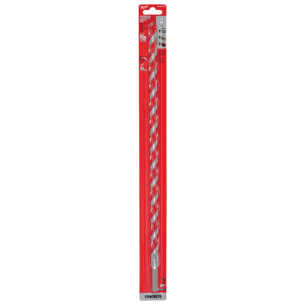 Milwaukee Tool - Rotary Drill/Hammer Drill Bits; Drill Bit Size (Inch): 5/8 ; Shank Type: 3-Flat ; Usable Length (Inch): 16.0000 ; Drill Bit Material: Carbide Tipped ; Flute Length (Inch): 16 ; Number of Pieces: 1.000 - Exact Tool & Supply