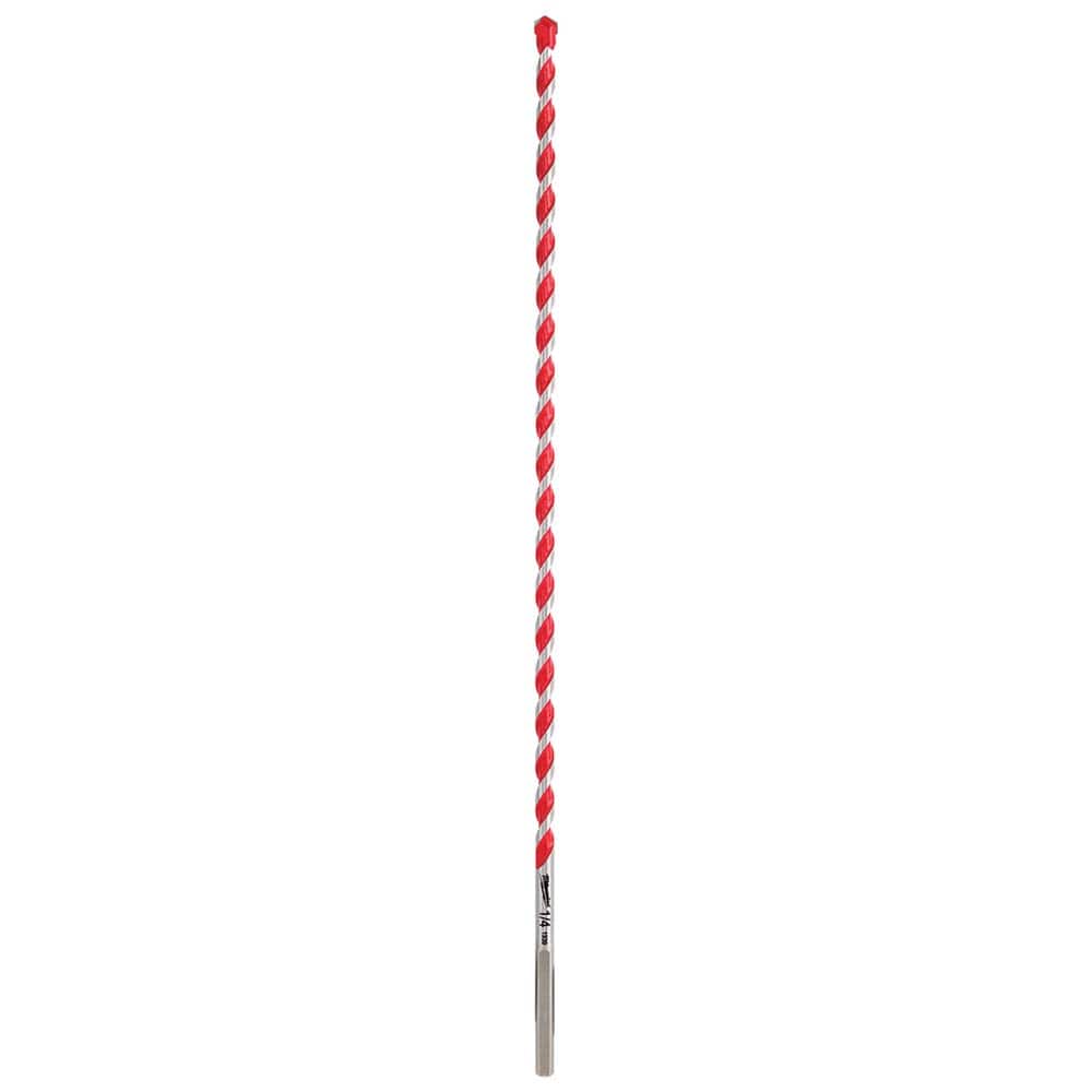 Milwaukee Tool - Rotary Drill/Hammer Drill Bits; Drill Bit Size (Inch): 1/4 ; Shank Type: 3-Flat ; Usable Length (Inch): 10.0000 ; Drill Bit Material: Carbide Tipped ; Flute Length (Inch): 10 ; Number of Pieces: 1.000 - Exact Tool & Supply