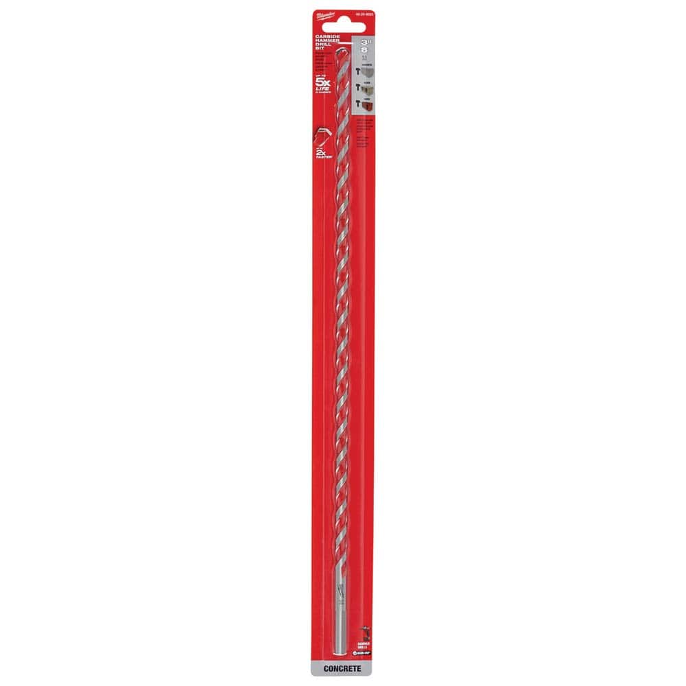 Milwaukee Tool - Rotary Drill/Hammer Drill Bits; Drill Bit Size (Inch): 3/8 ; Shank Type: 3-Flat ; Usable Length (Inch): 16.0000 ; Drill Bit Material: Carbide Tipped ; Flute Length (Inch): 16 ; Number of Pieces: 1.000 - Exact Tool & Supply