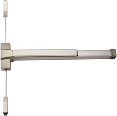 PDQ - Fire Rated, Nonhanded, Surface Vertical Rod - Antimicrobial Coated, Satin Stainless Steel Finish, 33 to 48" Door Width, Grade 1 - Exact Tool & Supply