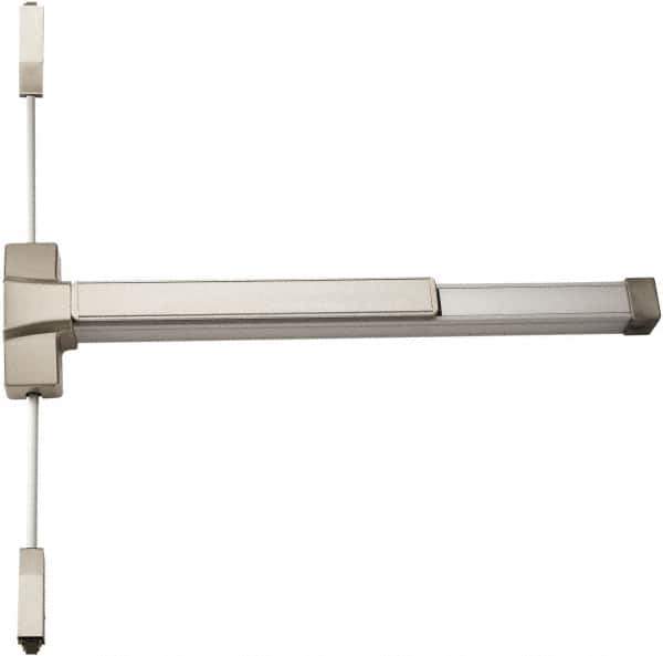 PDQ - Fire Rated, Nonhanded, Surface Vertical Rod - Antimicrobial Coated, Satin Stainless Steel Finish, 27 to 36" Door Width, Grade 1 - Exact Tool & Supply