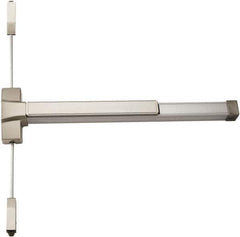 PDQ - Fire Rated, Nonhanded, Surface Vertical Rod - Antimicrobial Coated, Satin Stainless Steel Finish, 27 to 36" Door Width, Grade 1 - Exact Tool & Supply