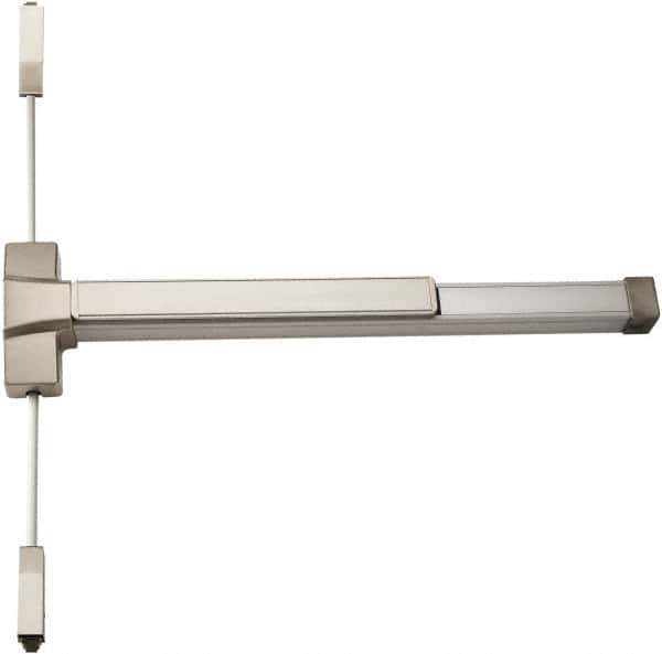 PDQ - Nonhanded, Surface Vertical Rod - Antimicrobial Coated, Satin Stainless Steel Finish, 30 to 36" Door Width, Grade 1 - Exact Tool & Supply