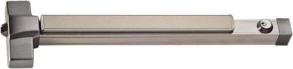 PDQ - 33 to 48" Wide Door Range, Antimicrobial, Satin Stainless Steel Finish Fire Rated Rim Exit Push Bar - Fits 37 to 48" Door - Exact Tool & Supply