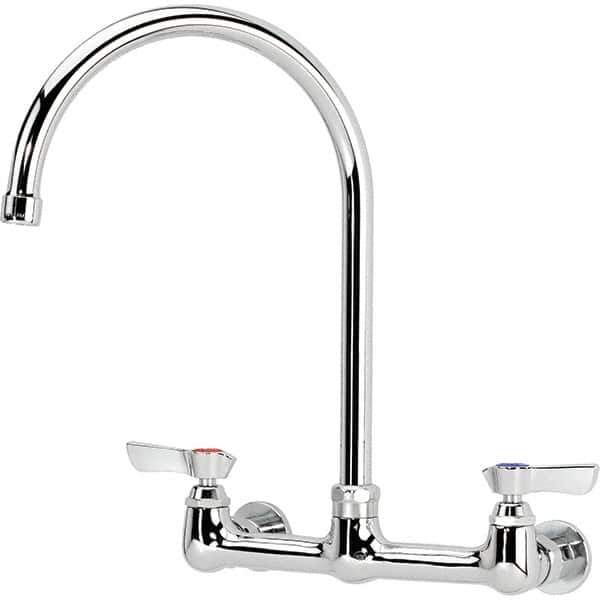 Krowne - Wall Mount, Service Sink Faucet without Spray - Two Handle, Blade Handle, Gooseneck Spout, No Drain - Exact Tool & Supply