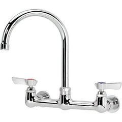 Krowne - Wall Mount, Service Sink Faucet without Spray - Two Handle, Blade Handle, Gooseneck Spout, No Drain - Exact Tool & Supply