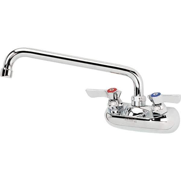 Krowne - Wall Mount, Service Sink Faucet without Spray - Two Handle, Color Coded Handle, Standard Spout, No Drain - Exact Tool & Supply