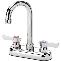 Krowne - Deck Mount, Bar and Hospitality Faucet without Spray - Two Handle, Color Coded Handle, Gooseneck Spout, No Drain - Exact Tool & Supply