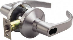 PDQ - Heavy Duty Storeroom Lever Lockset - 2-3/4" Back Set, Small Format I/C Less Cylinder, Zinc, Antimicrobial Coated, Satin Chrome Plated Finish - Exact Tool & Supply