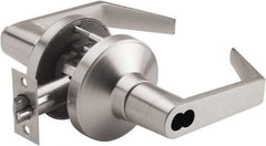 PDQ - Heavy Duty Storeroom Lever Lockset - 2-3/4" Back Set, Small Format I/C Less Cylinder, Zinc, Antimicrobial Coated, Satin Chrome Plated Finish - Exact Tool & Supply