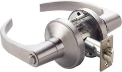 PDQ - Heavy Duty Privacy Lever Lockset - 2-3/4" Back Set, Keyless Cylinder, Zinc, Antimicrobial Coated, Satin Chrome Plated Finish - Exact Tool & Supply