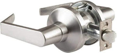 PDQ - Heavy Duty Classroom Lever Lockset - 2-3/4" Back Set, Small Format I/C Less Cylinder, Zinc, Antimicrobial Coated, Satin Chrome Plated Finish - Exact Tool & Supply