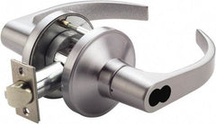 PDQ - Heavy Duty Entrance Lever Lockset - 2-3/4" Back Set, Small Format I/C Less Cylinder, Zinc, Antimicrobial Coated, Satin Chrome Plated Finish - Exact Tool & Supply